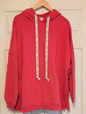 Free People We The Free High Risk Oversized Red Hoodie Sweatshirt Boxy